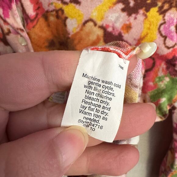 J Crew Sweater Size XS Floral Button Up Lightweight 100% Cotton Knit Thin - Picture 6 of 11